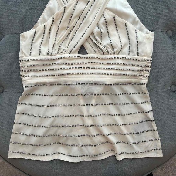 bebe Sleeveless Beaded Wrap Top - Picture 3 of 12